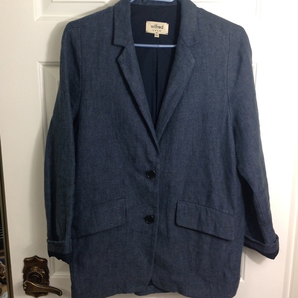 Wilfred Navy Linen Boyfriend Blazer